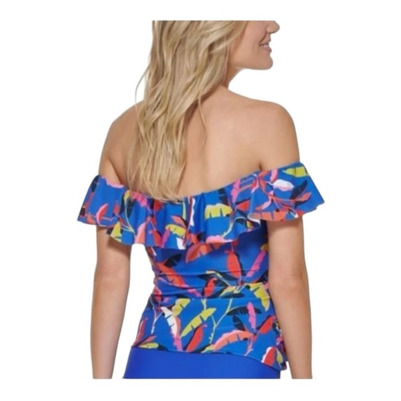 Tommy Hilfiger BLUE MULTI Ruffle Tankini Swim Top NEW XS Style TZ2KH242 NEW - Picture 14 of 14